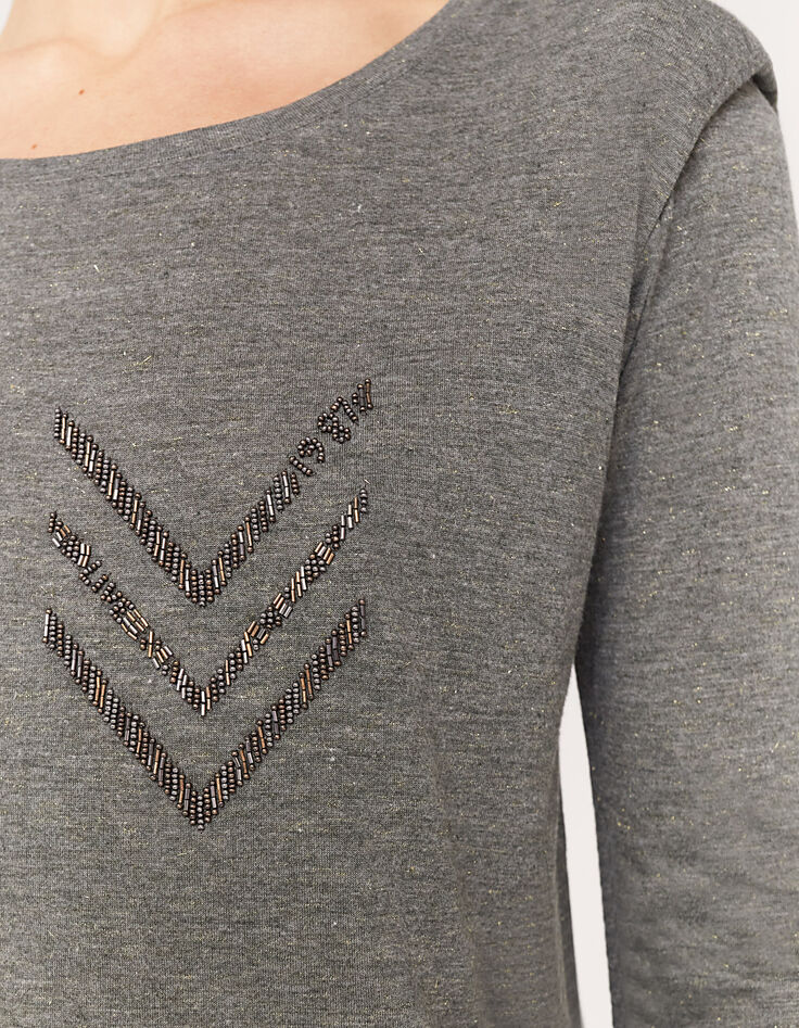 Camiseta manga larga caqui con hombreras mujer-3