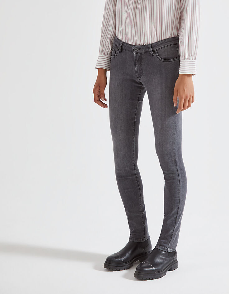 Grijze low waist slim jeans sculpt up-coupe dames-2