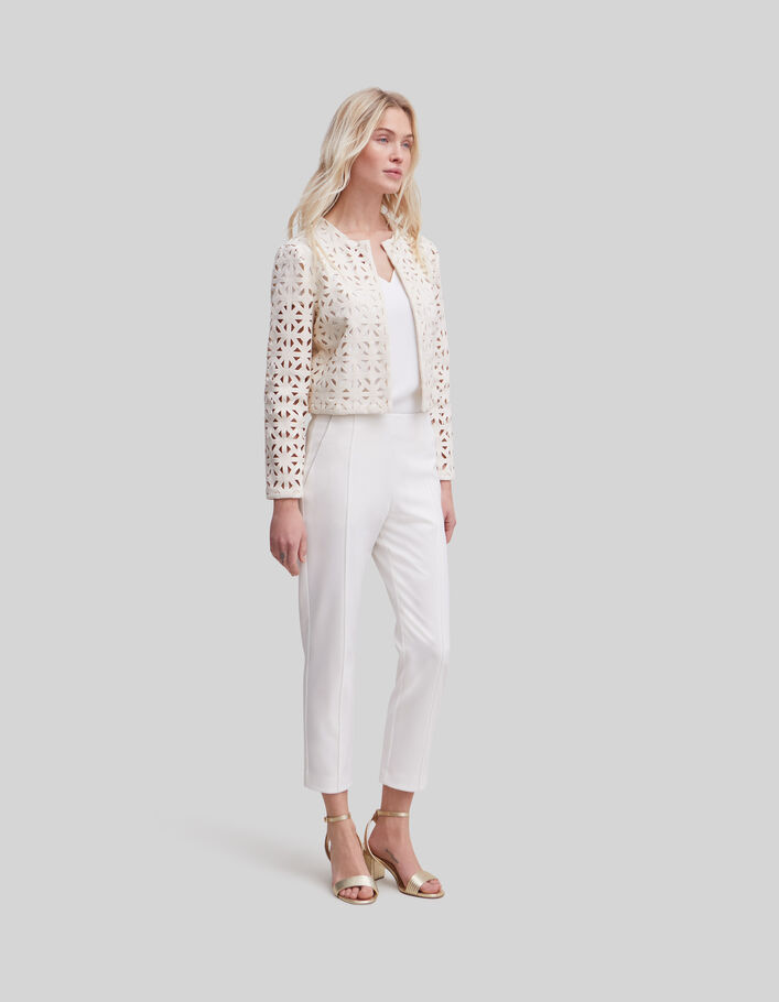 Women's white suit trousers with microbeading - IKKS