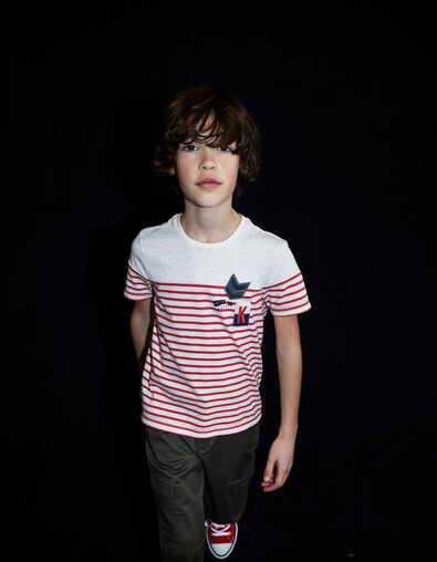 Camiseta marinera blanco roto y rojo niño  - IKKS