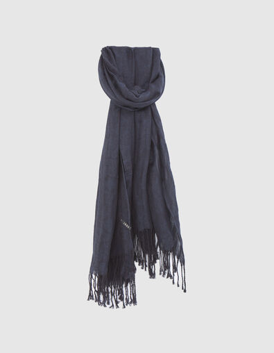 Indigoblauer Herrenschal mit Barock-Jacquard - IKKS