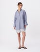 Blue striped shirt dress with lace for women-2