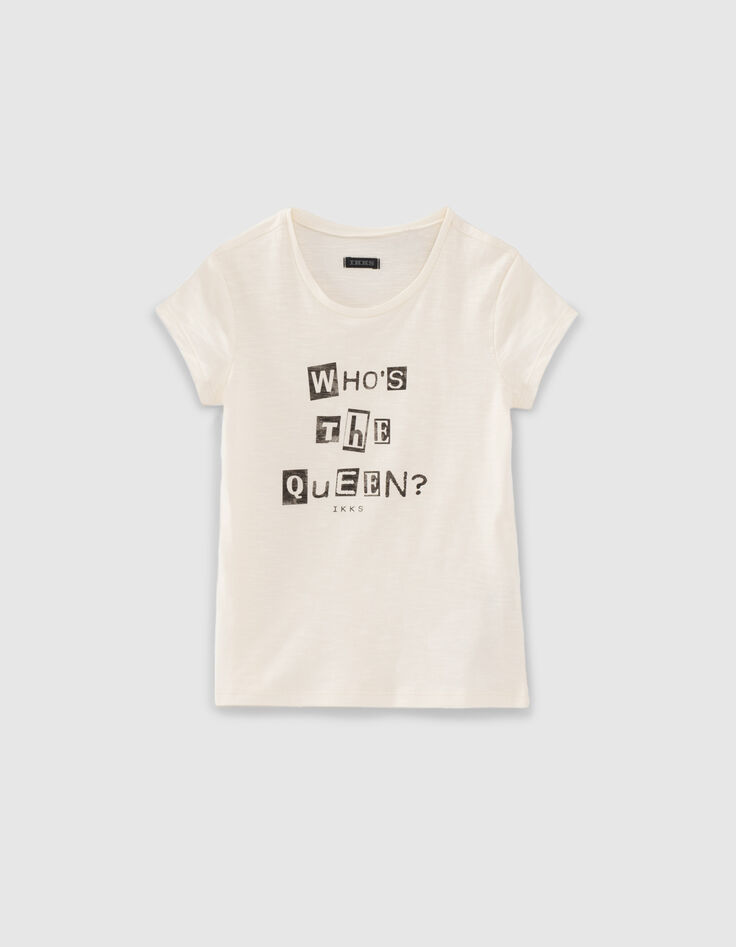 Camiseta crudo algod&oacute;n ecol&oacute;gico mensaje coletero ni&ntilde;a-2