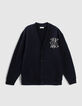 Cárdigan azul marino felpa maxi insignia Hombre-7