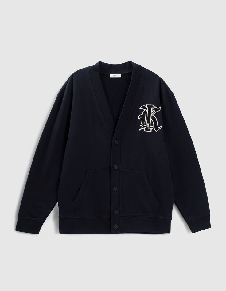 Cárdigan azul marino felpa maxi insignia Hombre-7 Cárdigan azul marino felpa maxi insignia Hombre-7