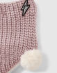 Rosa Stricksnood mit Futter und Bommel für Babymädchen-2