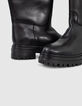 Botas altas piel negras suela dentada mujer-4