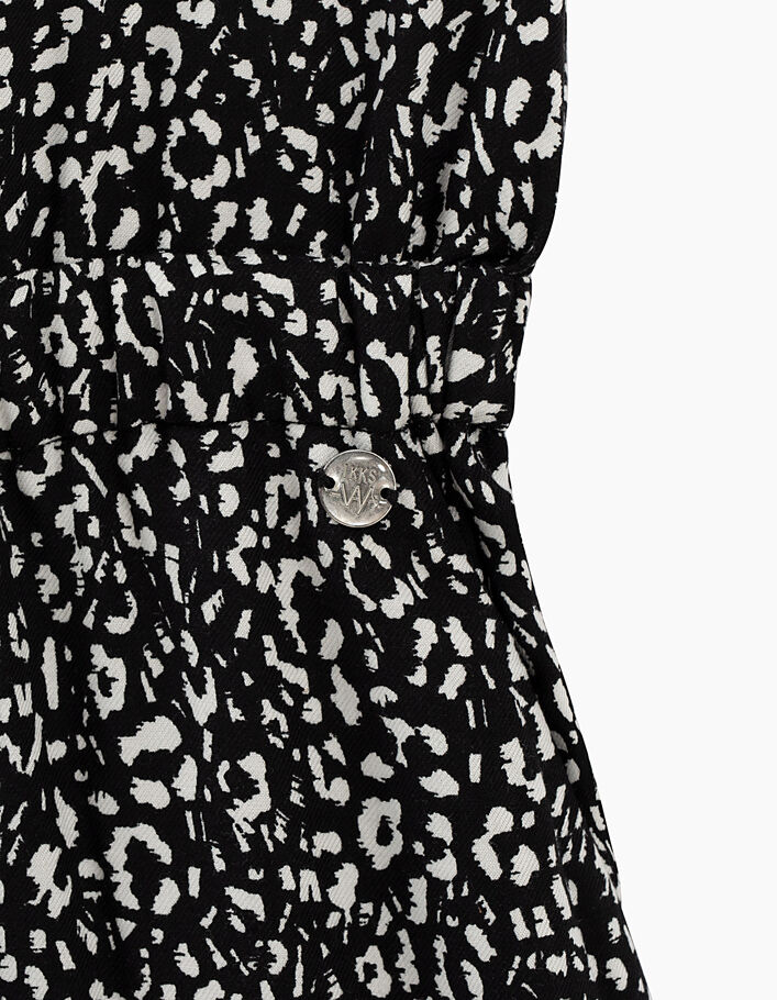 Combinaison-pantalon noire imprimée léopard fille - IKKS
