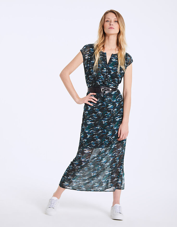 Langes Kleid mit Dschungelprint-6