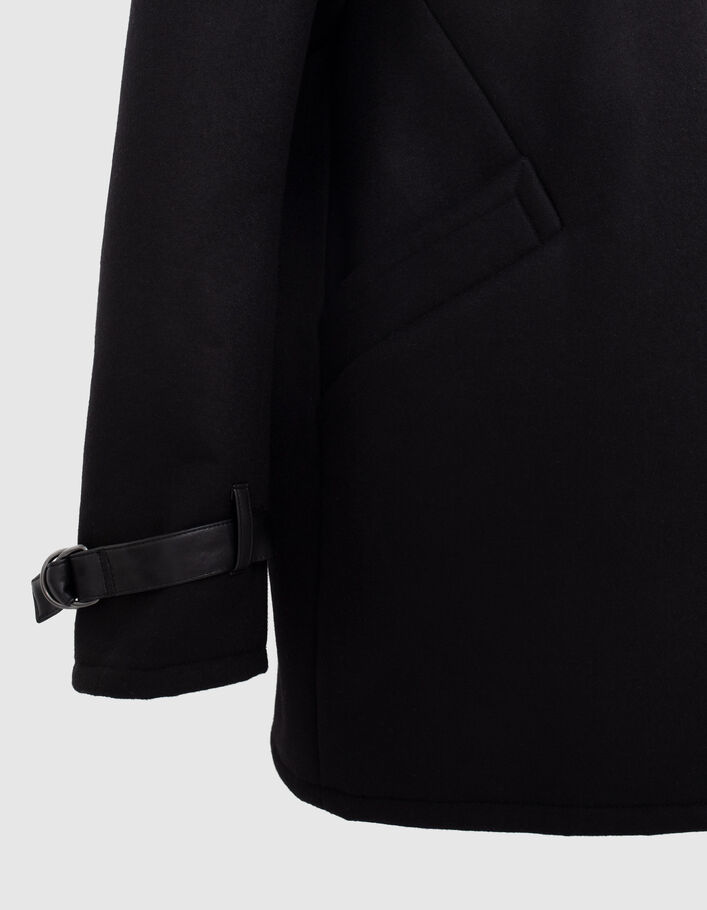 Women’s black wool blend coat with deconstructed collar - IKKS