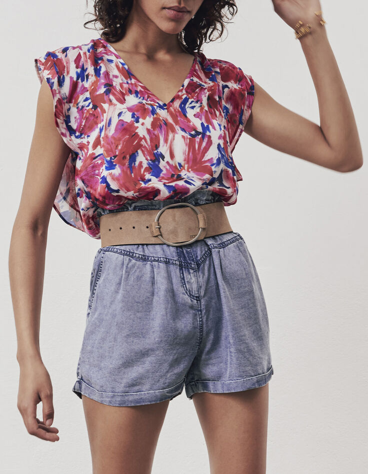 Women’s flash floral print recycled loose top-2