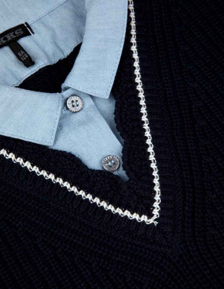 Trompe-l'oeil gebreide marine trui shirt voor meisjes-3