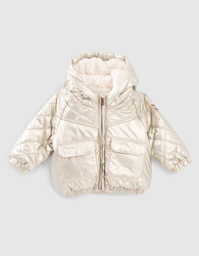 Baby girls’ champagne fur-lined padded jacket - IKKS