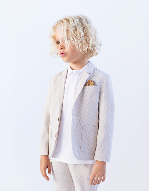 Boys’ beige striped occasionwear suit jacket - IKKS
