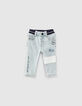 Baby boys’ bleach blue slogan organic cotton jeans  -1