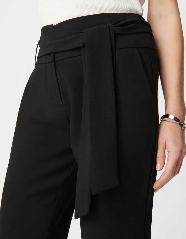 Women’s high-waisted black crêpe trousers-4