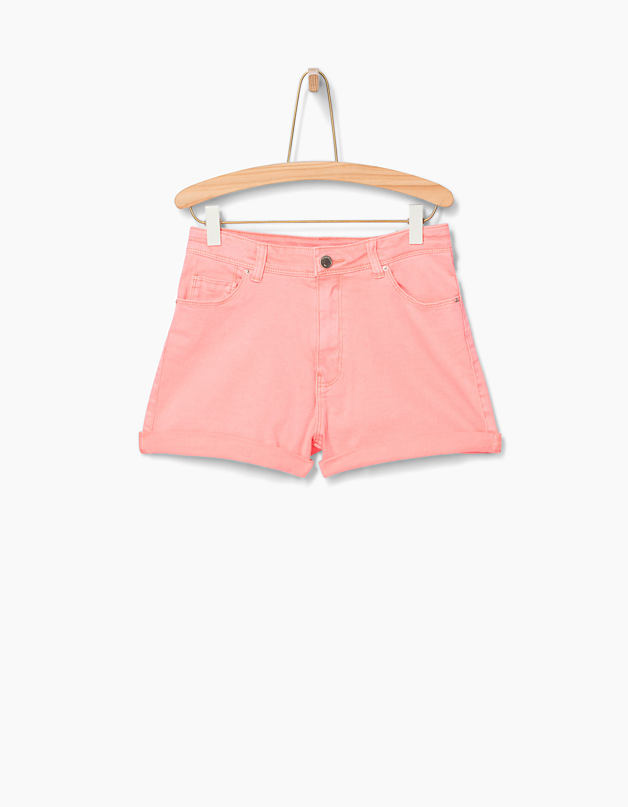 Girls neon pink denim mom shorts IKKS