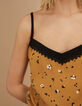 Okergele top lingeriestijl bloemen-luipaardprint I.Code-4