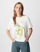 Round neck t-shirt white organic cotton visual lemons Women-2