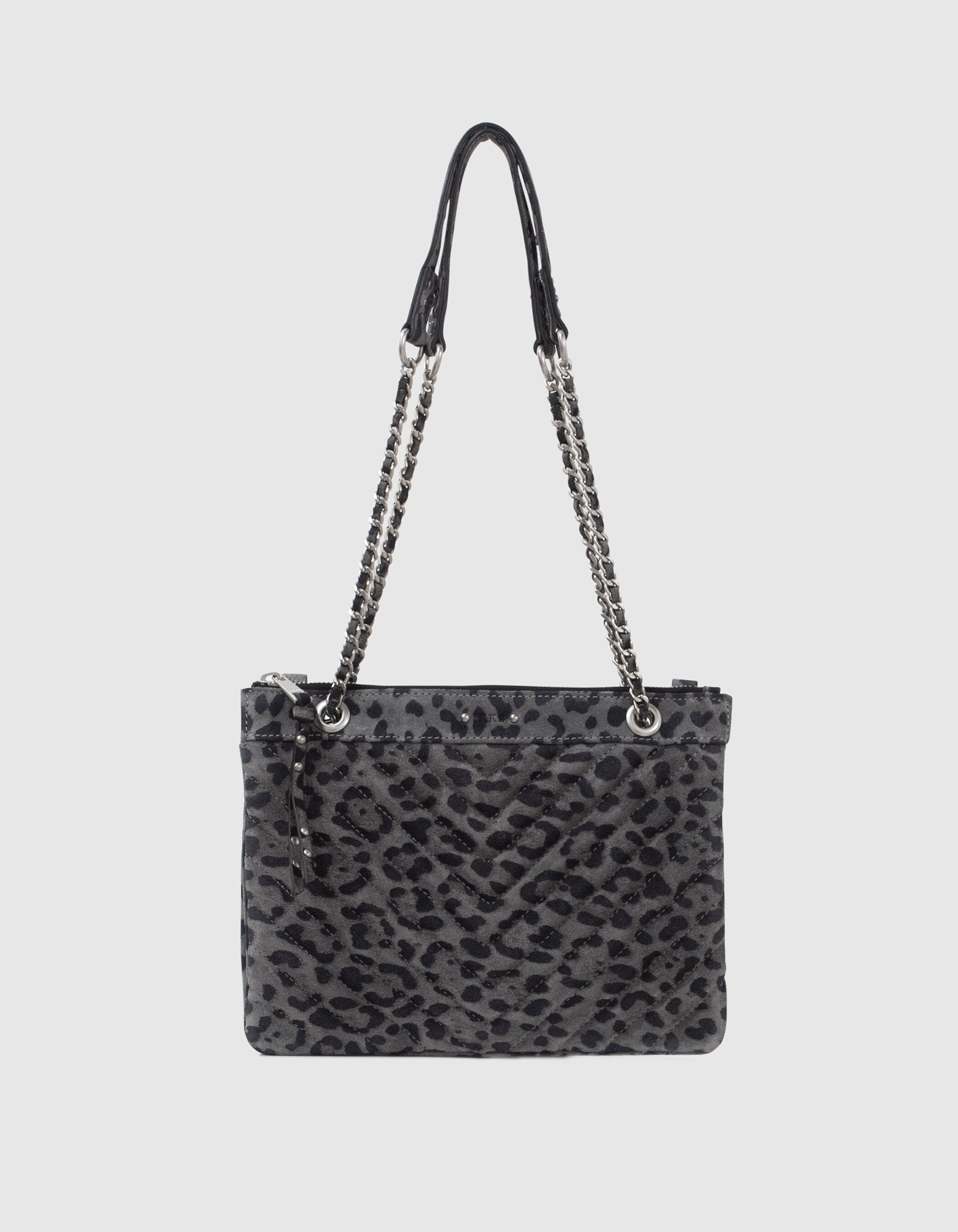 Women s grey leopard 1440 Reporter clutch bag IKKS