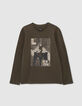 T-shirt kaki bio skateur pont de Brooklyn gar&ccedil;on-1