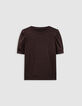 Iridescent brown ribbed knit T-shirt-5