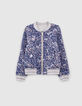 Mädchen-Wende-Bomberjacke, Ecovero®, Blumen-Print und Grau-2