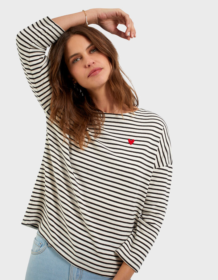 I.Code sailor T-shirt with stripes and embroidered heart - IKKS