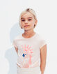 Girls’ pink T-shirt with blue glitter parrot image-6
