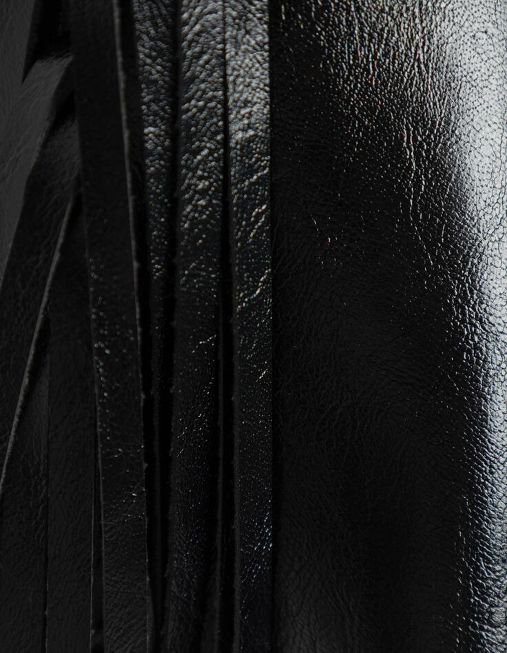 Schwarze Damen-Clutch Glacéleder Fransen-8