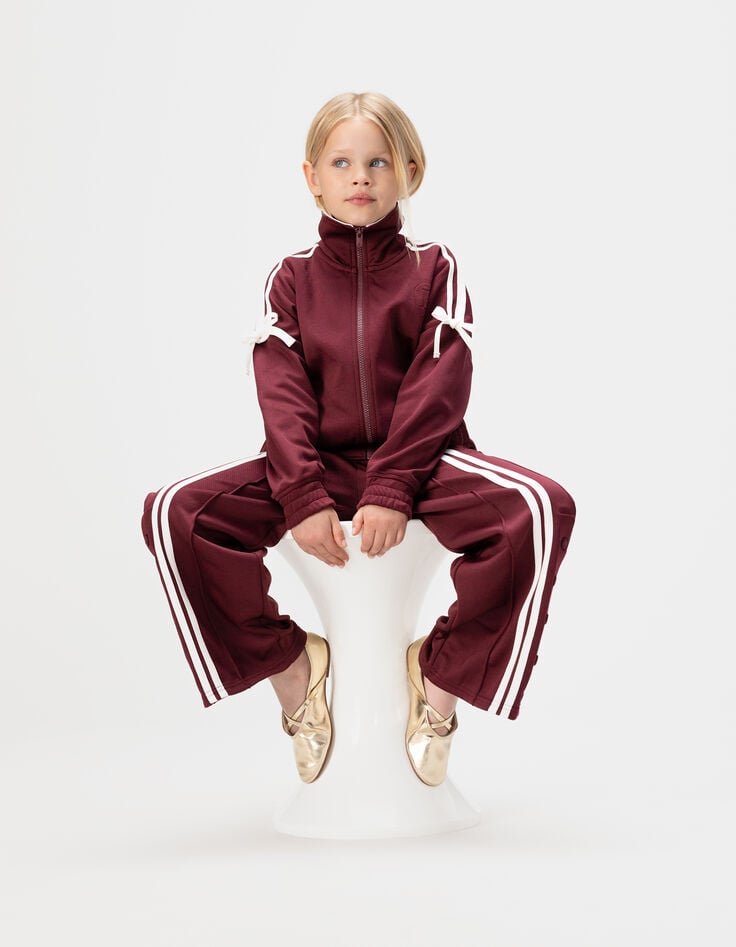 Girls’ burgundy joggers with white stripes-2 Girls’ burgundy joggers with white stripes-2