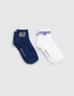 Boys&rsquo; blue and white short socks-2