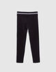 Zwarte legging tailleband zilveren strepen meisjes-4