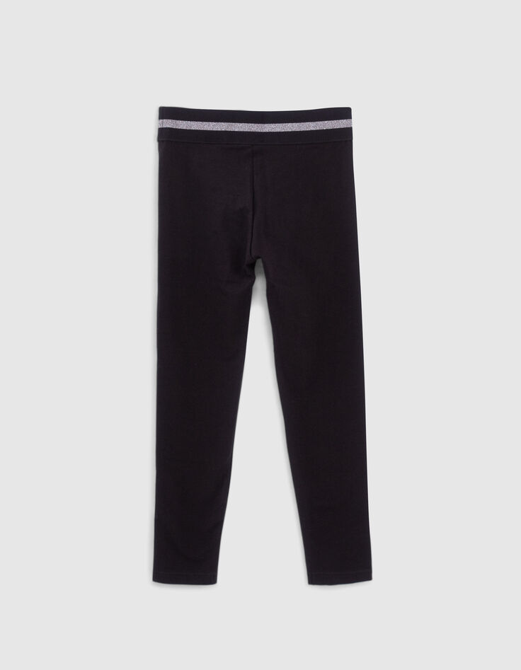 Zwarte legging tailleband zilveren strepen meisjes-4
