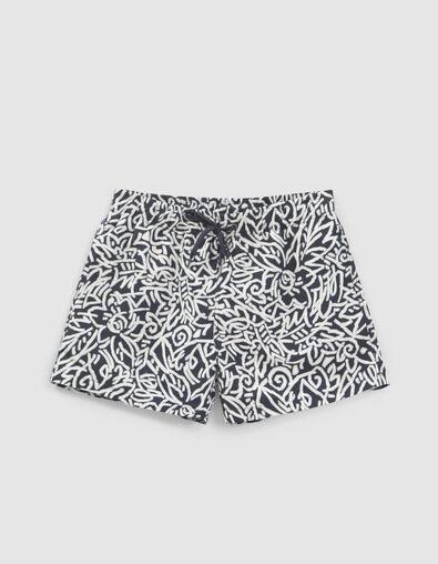 Marineblauwe zwemshort met grafische print Heren - IKKS