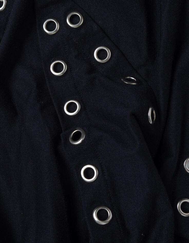 Foulard en pointe noir maille d&eacute;cor oeillets Femme-4