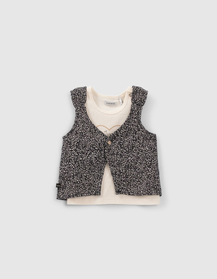 Baby girls’ 2-in-1 ecru and print vest top - IKKS