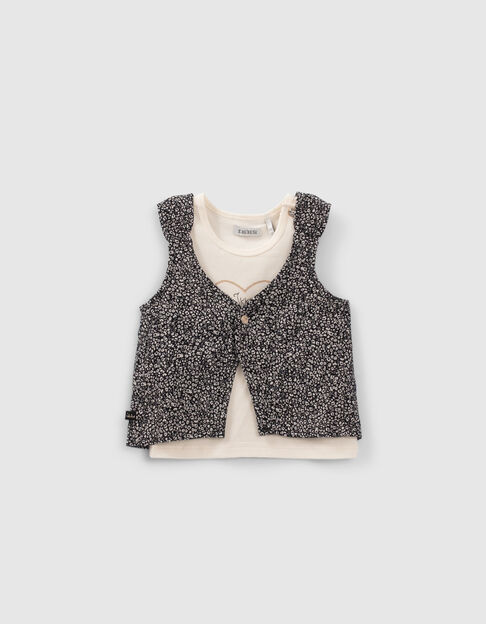 Baby girls’ 2-in-1 ecru and print vest top