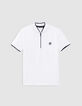 Polo blanc coton bio col zippé garçon-4
