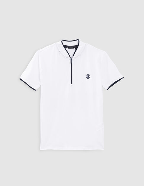 Polo blanc coton bio col zippé garçon - IKKS