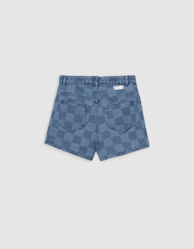 Shorts vaqueros azul damero niña-5