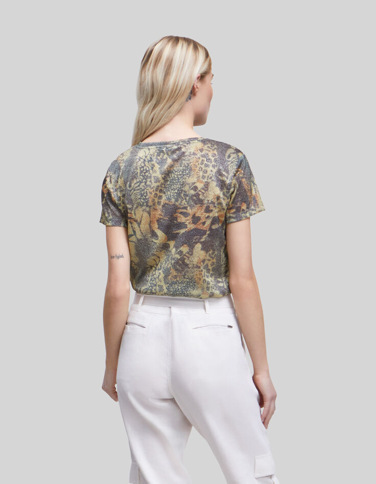 Kupfergr&uuml;nes Damen-T-Shirt Lurex Animalprint-3