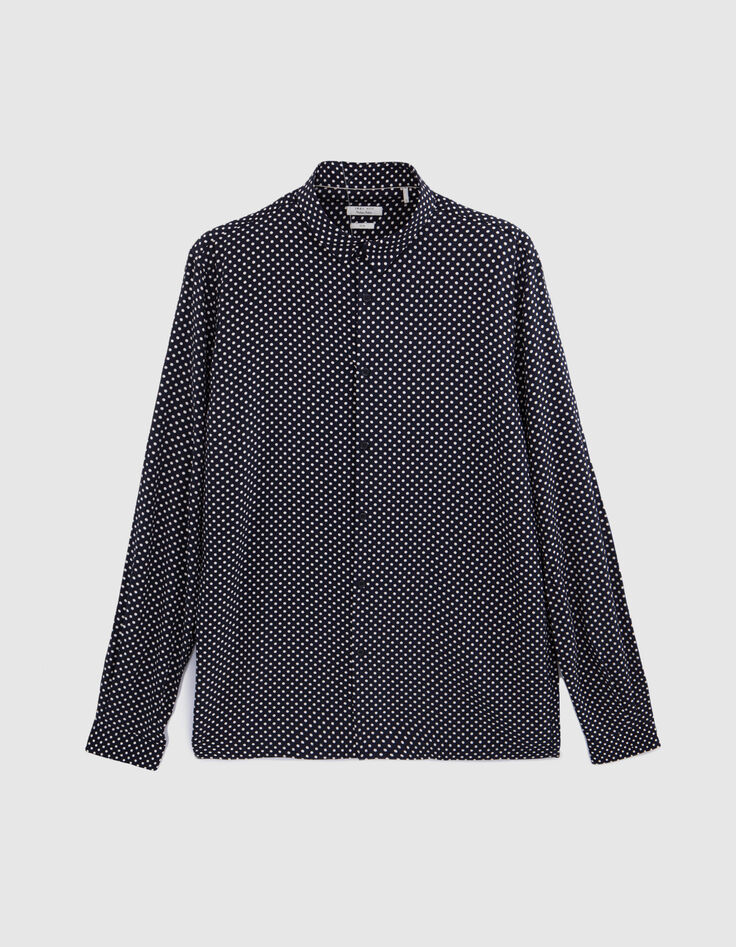 Camisa SLIM azul marino LENZING™ ECOVERO™ lunares hombre-7