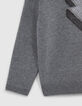 Pull gris tricot maxi badge éclair garçon-4