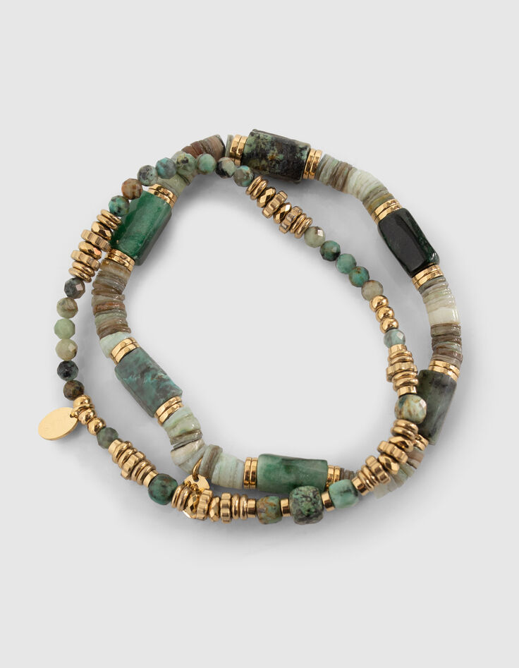Pulseras doradas cuentas turquesa africana mujer-4