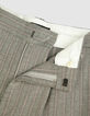 Pantalon de tailleur gris motif rayures roses Femme-8