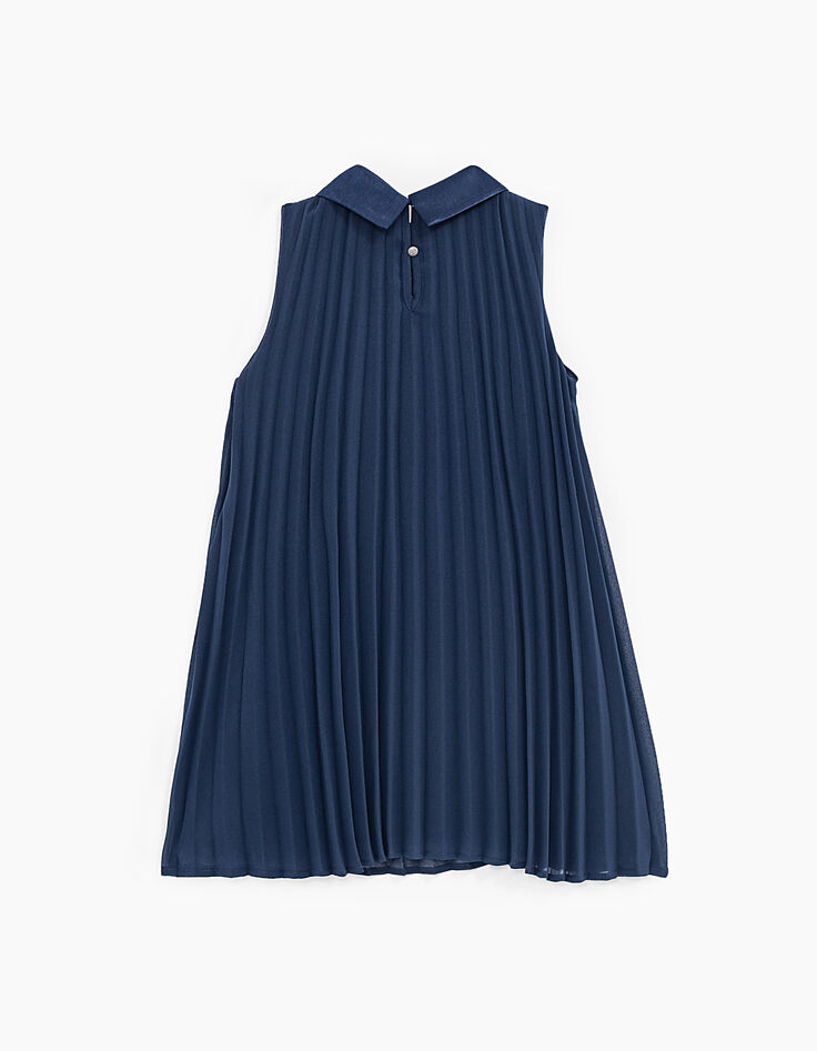 Robe navy plissée à col fille-5