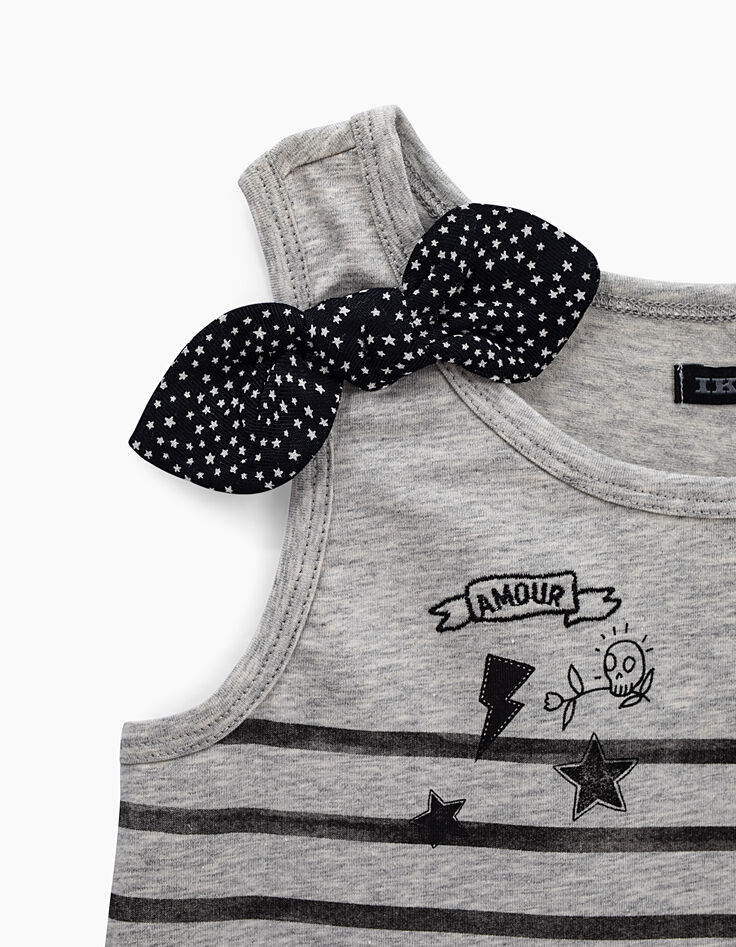 D&eacute;bardeur gris chin&eacute; moyen ray&eacute; fille-4