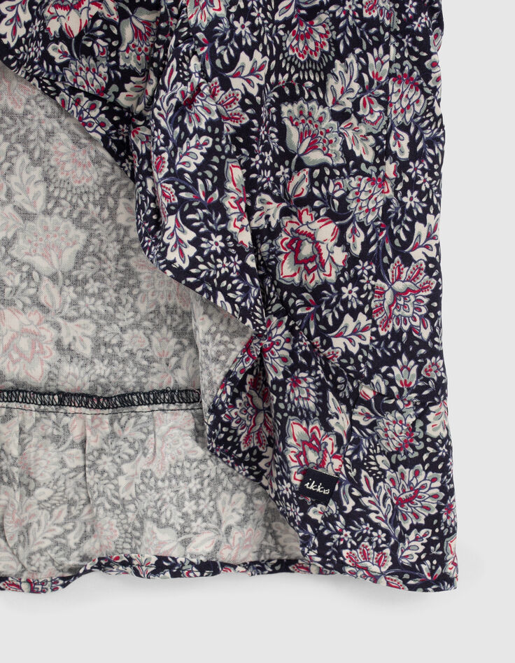 Marineblauer EcoVero™-Mädchenrock mit Blumenprint-3