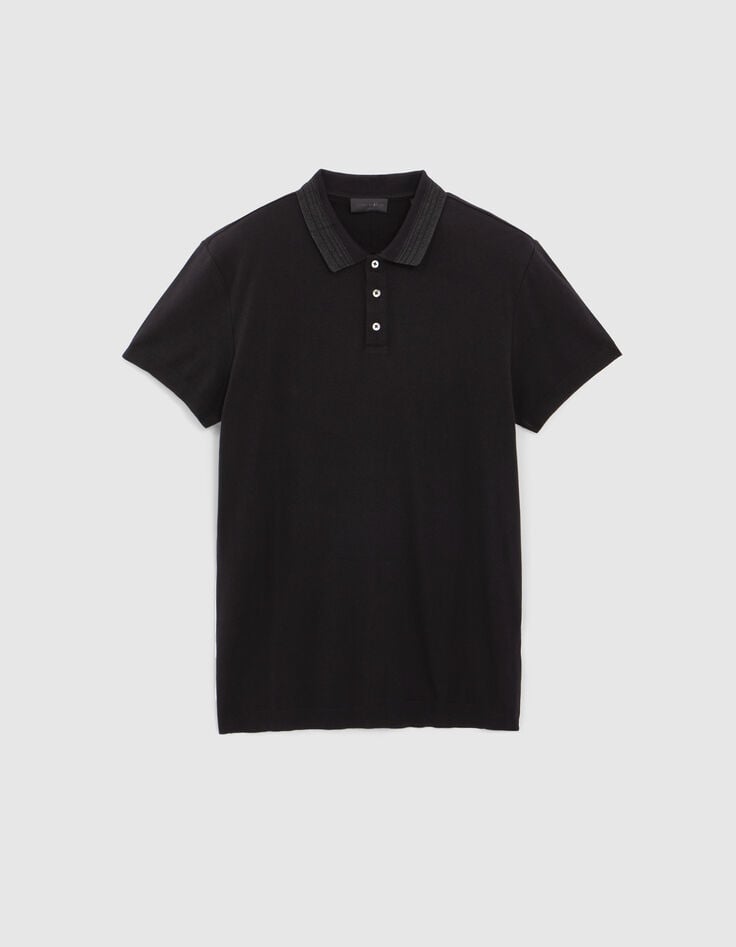 Pure Edition &ndash; schwarzes Herrenpoloshirt mit Lurexstreifen-6